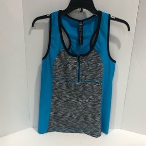 RBX Racerback Front Zip Compression Workout Tank with Shelf Bra Active Comfort
